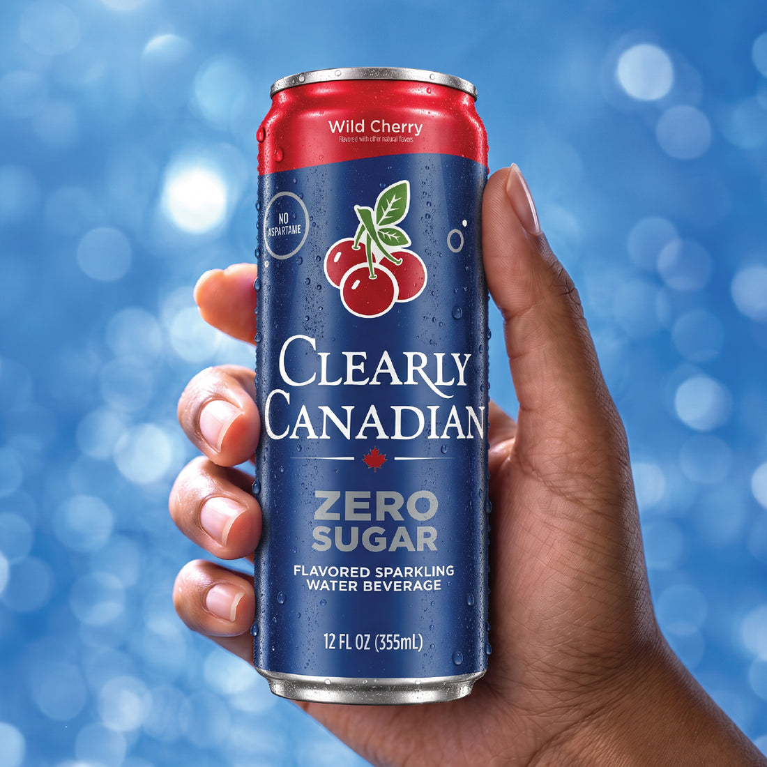 Zero Sugar Wild Cherry can in hand